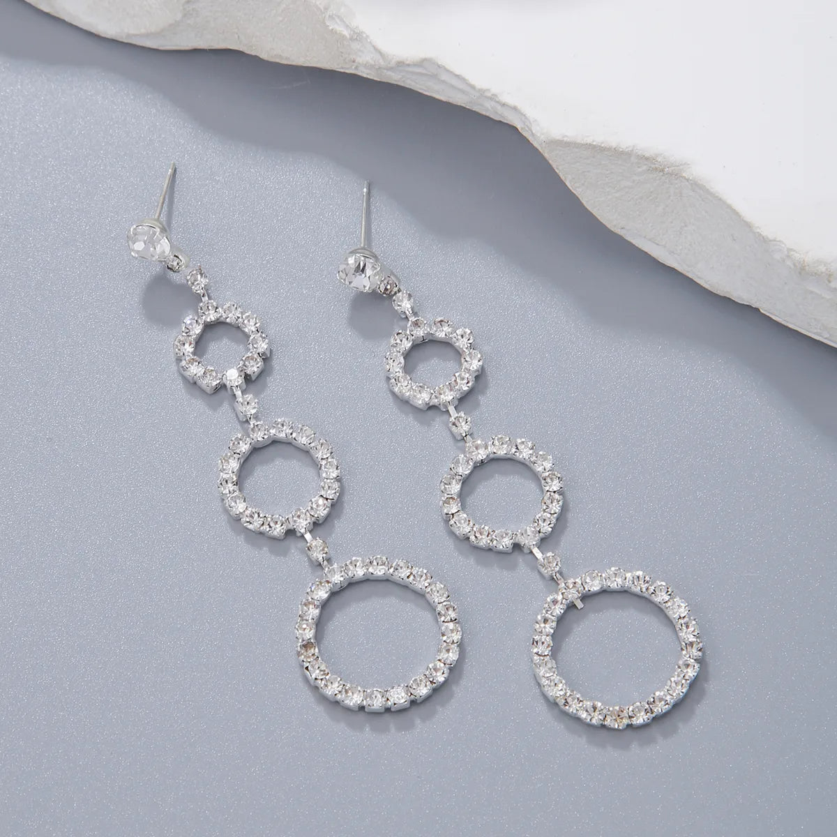 1 Pair Elegant Circle Plating Inlay Artificial Crystal Zircon Drop Earrings