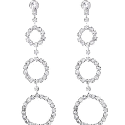 1 Pair Elegant Circle Plating Inlay Artificial Crystal Zircon Drop Earrings