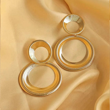 1 Pair Elegant Circle Plating Metal Drop Earrings