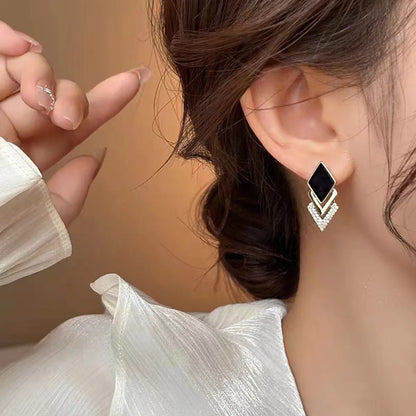 1 Pair Elegant Classic Style Artistic Rhombus Patchwork Plating Metal Alloy Ear Studs