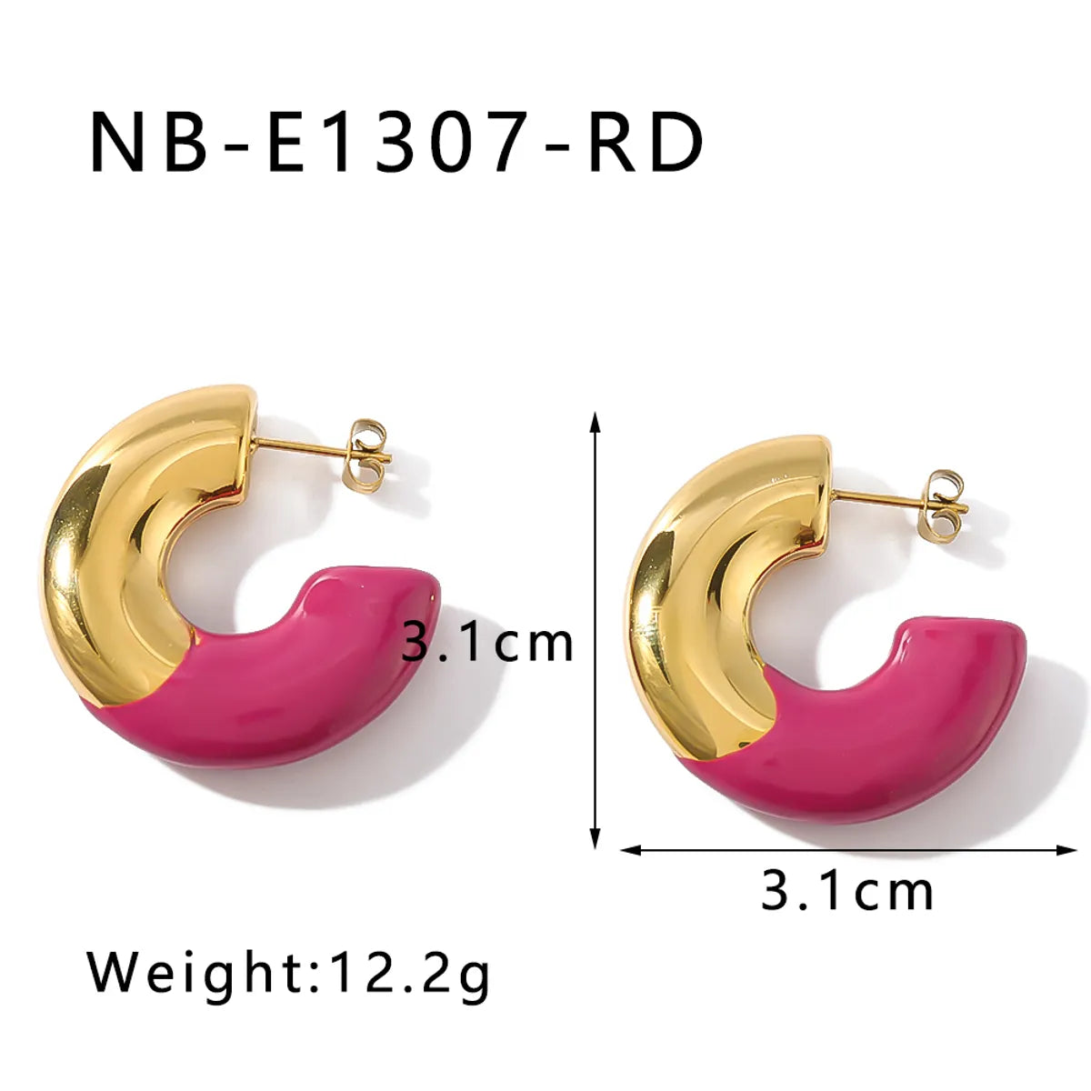 1 Pair Elegant Classic Style C Shape Semicircle Circle Plating 304 Stainless Steel 18K Gold Plated Ear Studs