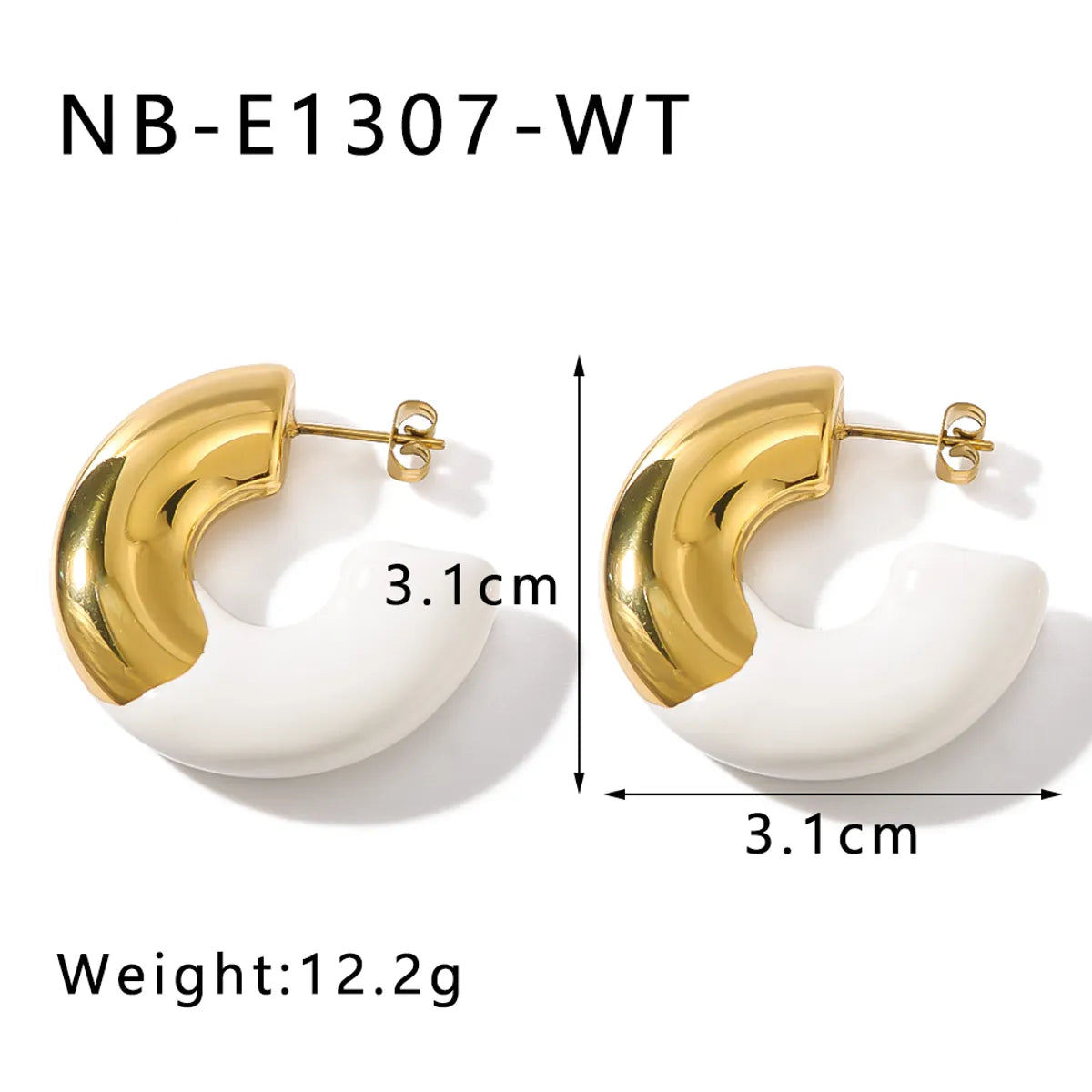 1 Pair Elegant Classic Style C Shape Semicircle Circle Plating 304 Stainless Steel 18K Gold Plated Ear Studs