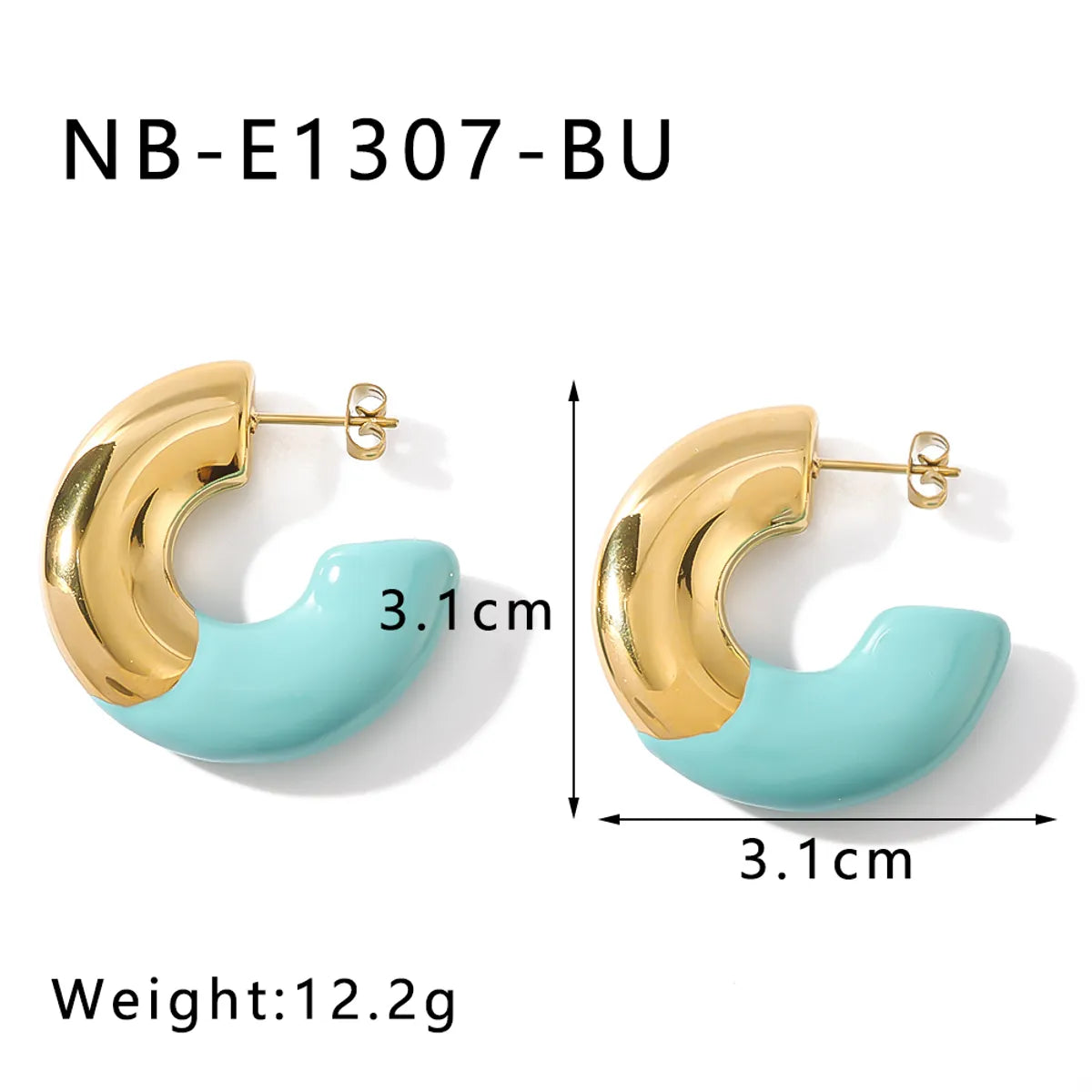 1 Pair Elegant Classic Style C Shape Semicircle Circle Plating 304 Stainless Steel 18K Gold Plated Ear Studs