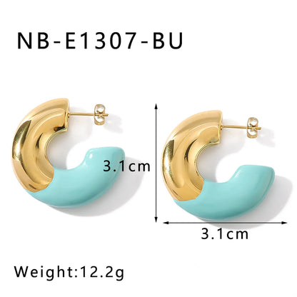 1 Pair Elegant Classic Style C Shape Semicircle Circle Plating 304 Stainless Steel 18K Gold Plated Ear Studs