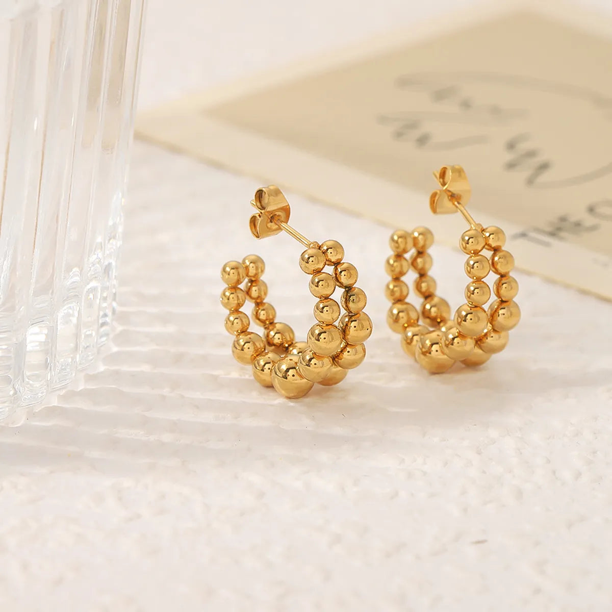 1 Pair Elegant Classic Style Commute C Shape Circle Round Plating Stainless Steel 18k Gold Plated Earrings