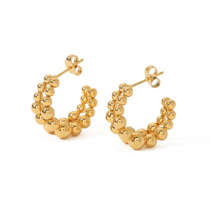 1 Pair Elegant Classic Style Commute C Shape Circle Round Plating Stainless Steel 18k Gold Plated Earrings