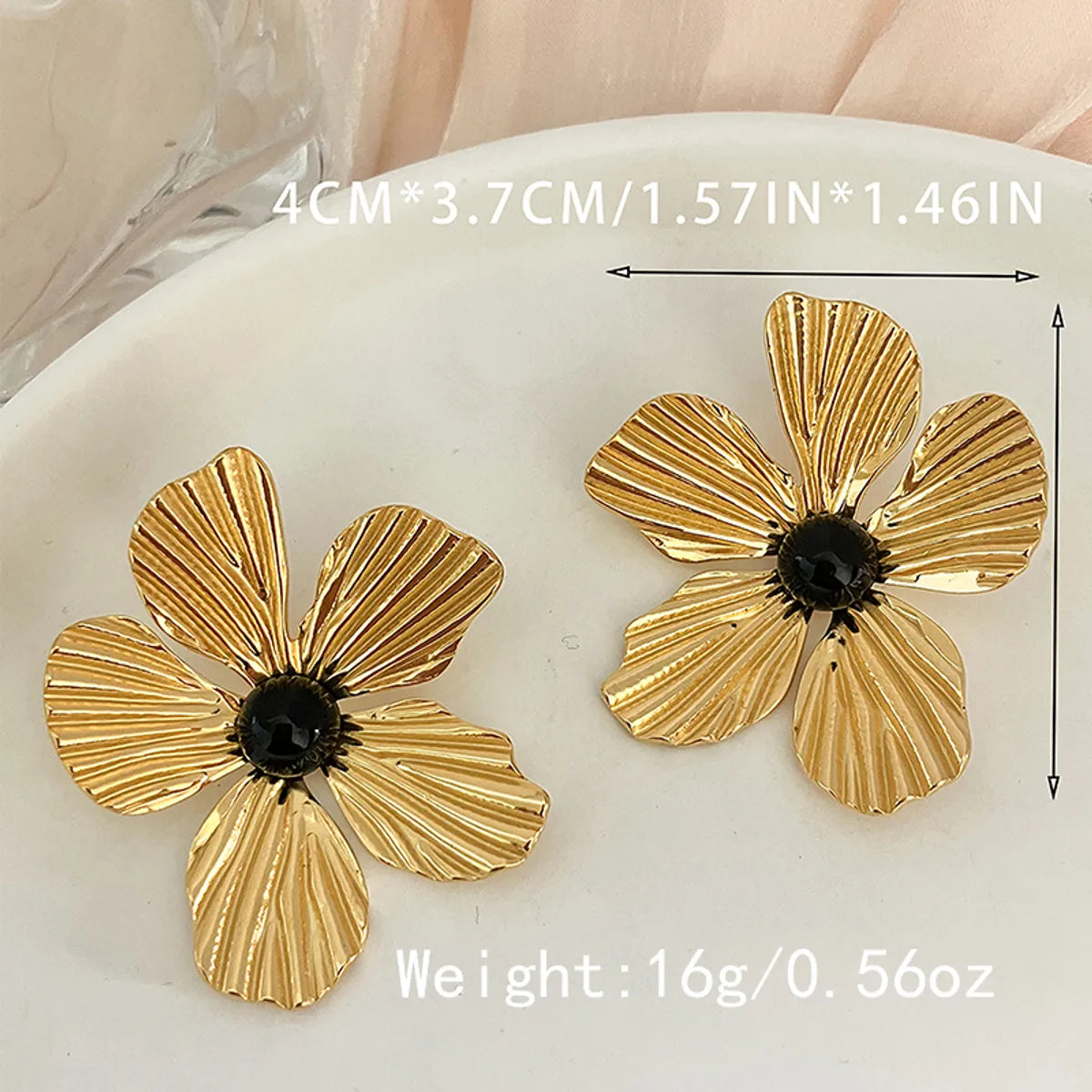 1 Pair Elegant Classic Style Flower Plating Stainless Steel Gold Plated Ear Studs