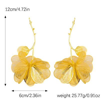 1 Pair Elegant Classic Style Flower Polishing Plating 316 Stainless Steel  Alloy K Gold Plated Drop Earrings