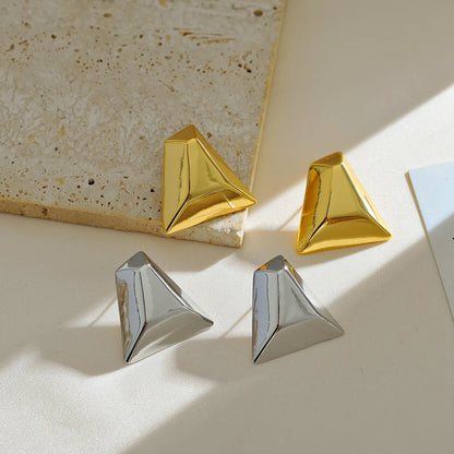 1 Pair Elegant Classic Style Geometric Trapezoid Copper 18K Gold Plated Ear Studs