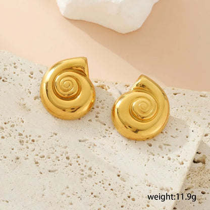 1 Pair Elegant Classic Style Heart Shape Snails Shell 304 Stainless Steel Ear Studs