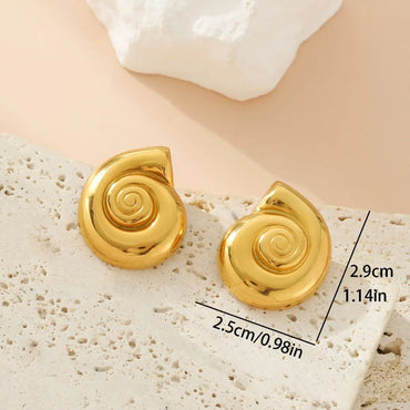 1 Pair Elegant Classic Style Heart Shape Snails Shell 304 Stainless Steel Ear Studs