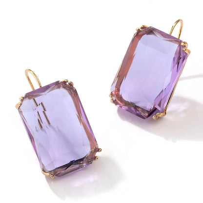 1 Pair Elegant Classic Style Rectangle Transparent Copper Drop Earrings