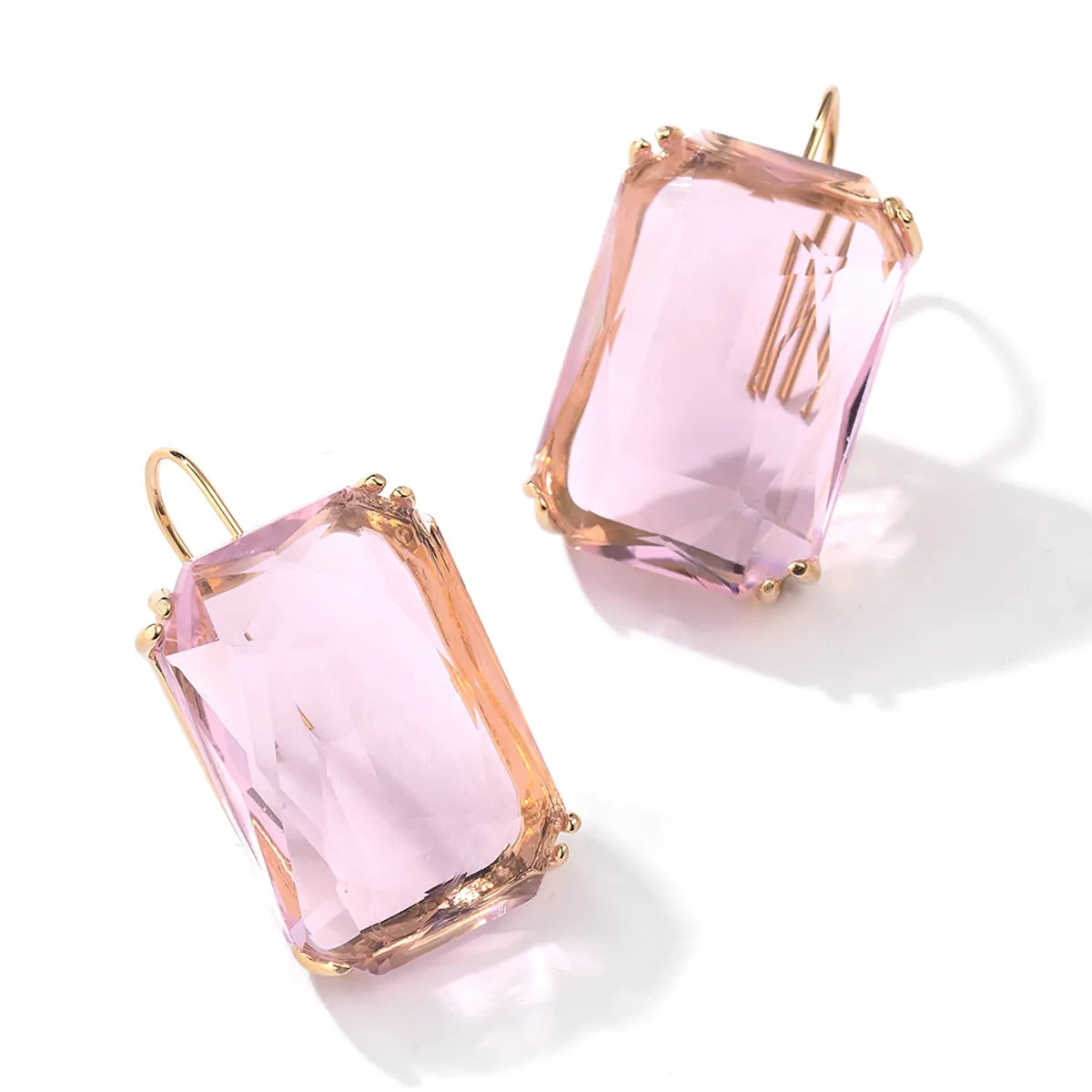 1 Pair Elegant Classic Style Rectangle Transparent Copper Drop Earrings