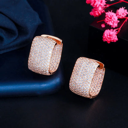 1 Pair Elegant Classic Style Square Plating Inlay Copper Artificial Gemstones Rose Gold Plated White Gold Plated Rhodium Plated Ear Studs