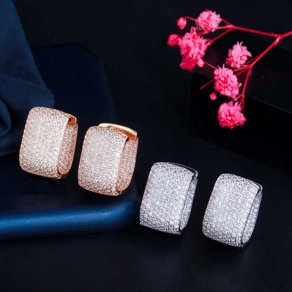 1 Pair Elegant Classic Style Square Plating Inlay Copper Artificial Gemstones Rose Gold Plated White Gold Plated Rhodium Plated Ear Studs