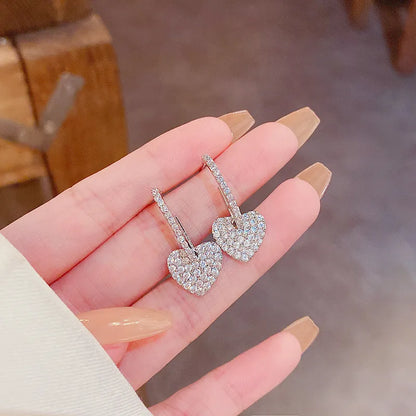 1 Pair Elegant Classic Style Streetwear Heart Shape Inlay Alloy Rhinestones Drop Earrings