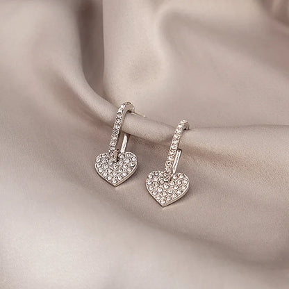 1 Pair Elegant Classic Style Streetwear Heart Shape Inlay Alloy Rhinestones Drop Earrings