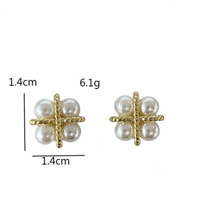 1 Pair Elegant Classic Style Streetwear Square Inlay Alloy Artificial Pearls Ear Studs