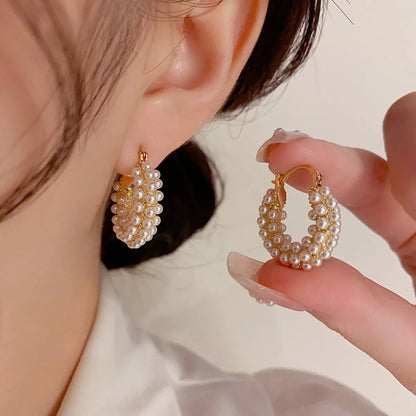 1 Pair Elegant Classic Style Streetwear U Shape Inlay Alloy Artificial Pearls Earrings