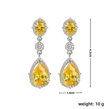 1 Pair Elegant Classic Style Streetwear Water Droplets Inlay Titanium Steel Zircon Drop Earrings