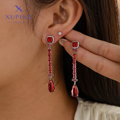 1 Pair Elegant Classic Style Water Droplets Plating Inlay Copper Artificial Gemstones Platinum Plated Drop Earrings