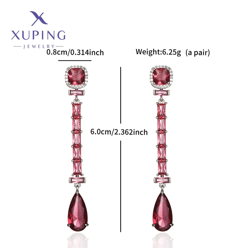 1 Pair Elegant Classic Style Water Droplets Plating Inlay Copper Artificial Gemstones Platinum Plated Drop Earrings