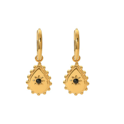 1 Pair Elegant Classic Style Water Droplets Plating Inlay Stainless Steel Zircon 18k Gold Plated Drop Earrings