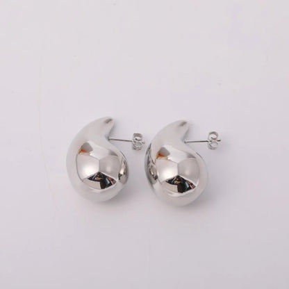 1 Pair Elegant Classic Style Water Droplets Plating Stainless Steel 18k Gold Plated Ear Studs