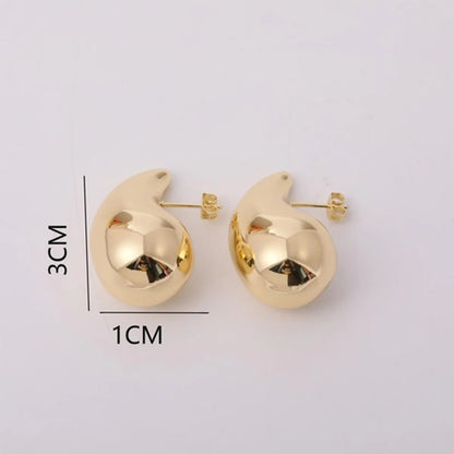 1 Pair Elegant Classic Style Water Droplets Plating Stainless Steel 18k Gold Plated Ear Studs