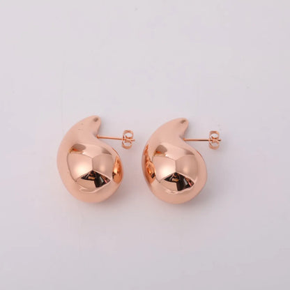 1 Pair Elegant Classic Style Water Droplets Plating Stainless Steel 18k Gold Plated Ear Studs