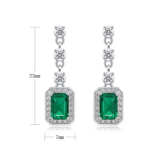 1 Pair Elegant Classical Geometric Inlay Sterling Silver Lab-Grown Gemstone Zircon White Gold Plated Silver Plated Drop Earrings