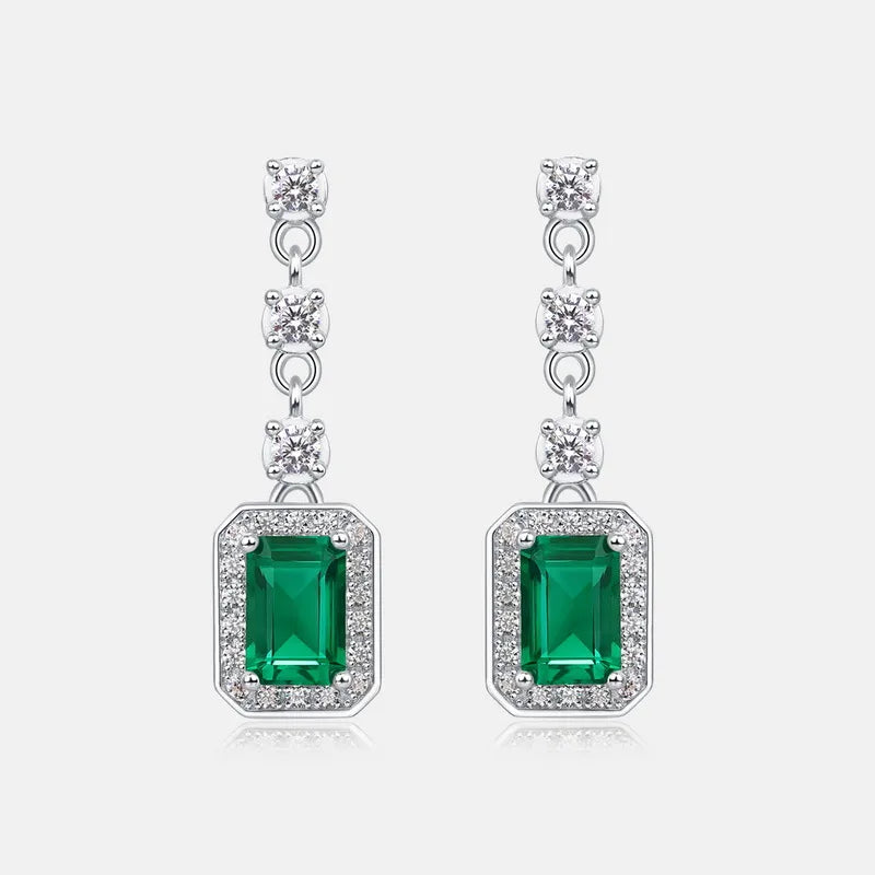 1 Pair Elegant Classical Geometric Inlay Sterling Silver Lab-Grown Gemstone Zircon White Gold Plated Silver Plated Drop Earrings