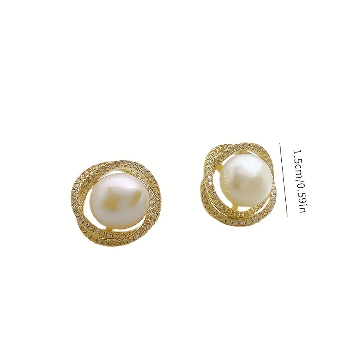 1 Pair Elegant Classical Lady Pearl Alloy Gold Plated Ear Studs