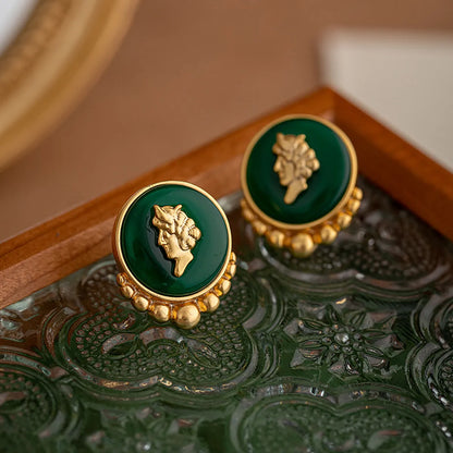 1 Pair Elegant Classical Portrait Plating Inlay Copper Resin 18k Gold Plated Ear Studs