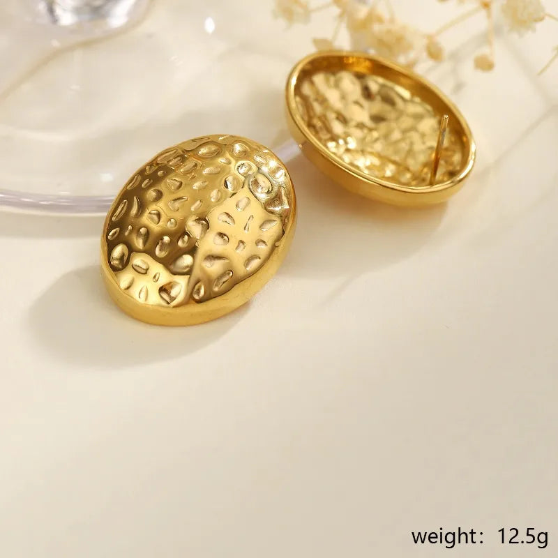 1 Pair Elegant Classical Retro Irregular Leaves Oval 304 Stainless Steel Ear Studs