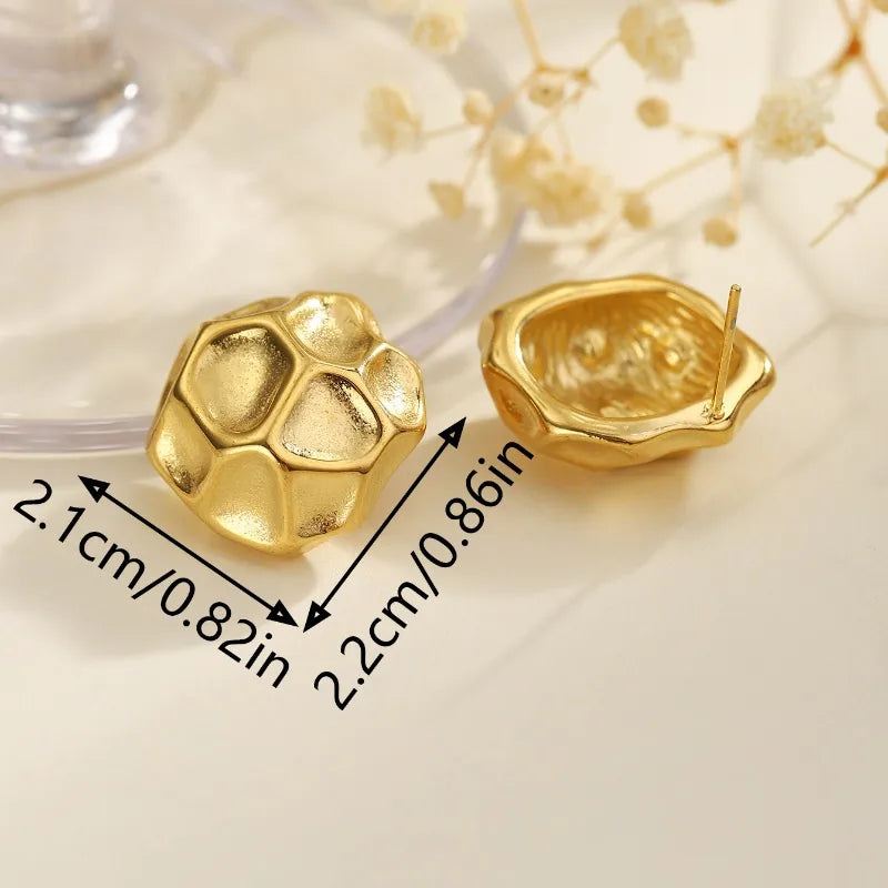 1 Pair Elegant Classical Retro Irregular Leaves Oval 304 Stainless Steel Ear Studs