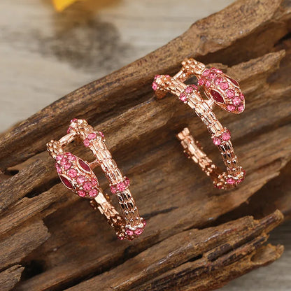 1 Pair Elegant Classical Snake Asymmetrical Alloy Ear Studs