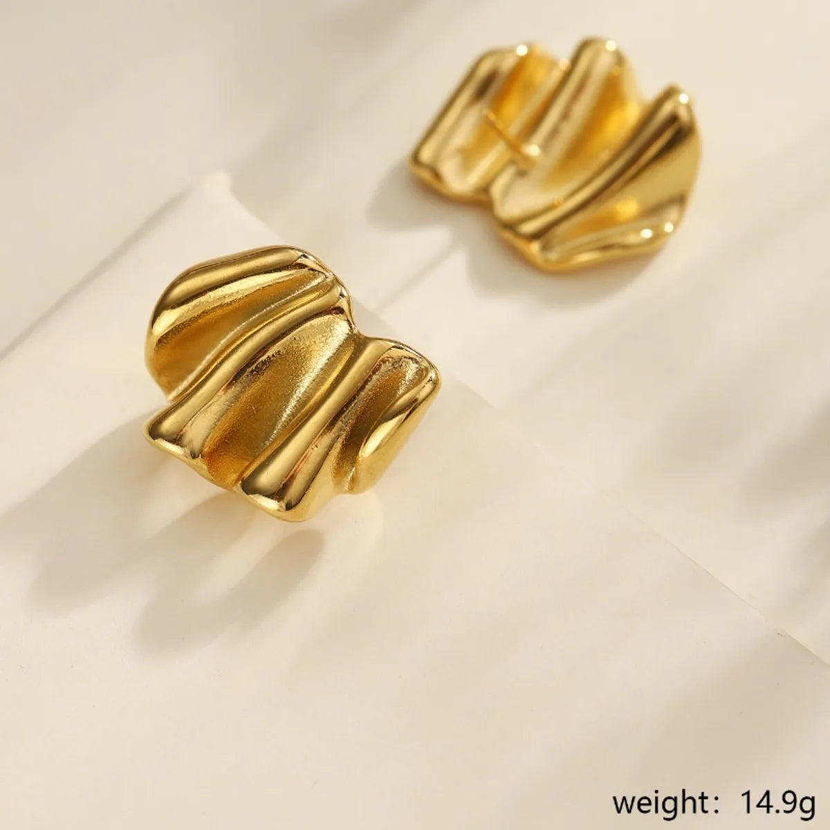 1 Pair Elegant Classical Solid Color Irregular 304 Stainless Steel 18K Gold Plated Ear Studs