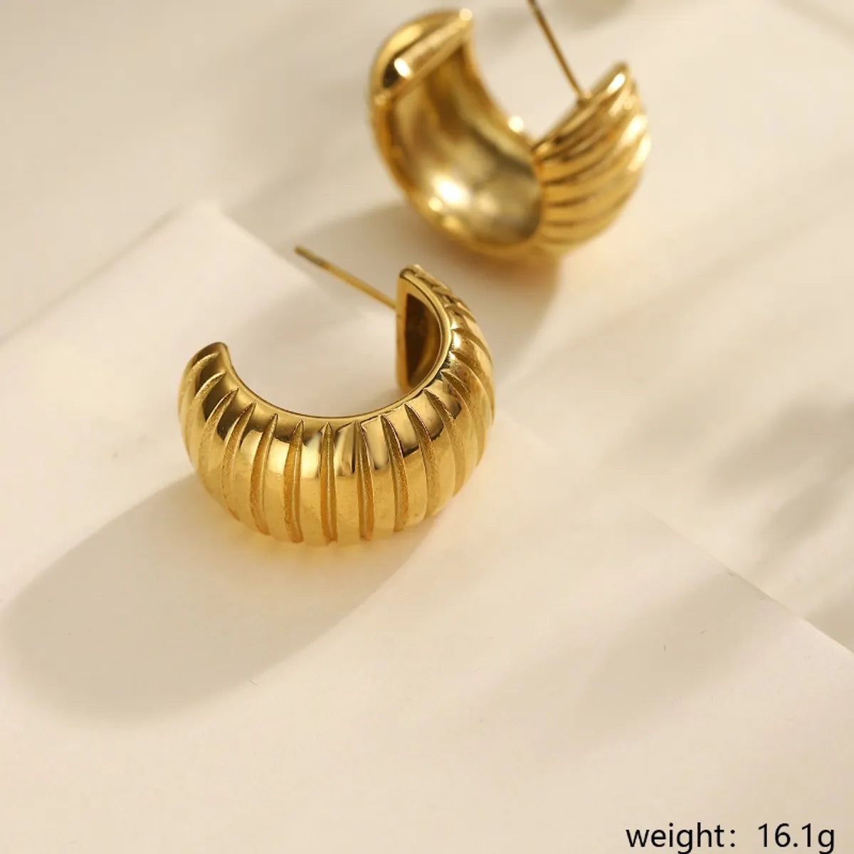 1 Pair Elegant Classical Solid Color Irregular 304 Stainless Steel 18K Gold Plated Ear Studs