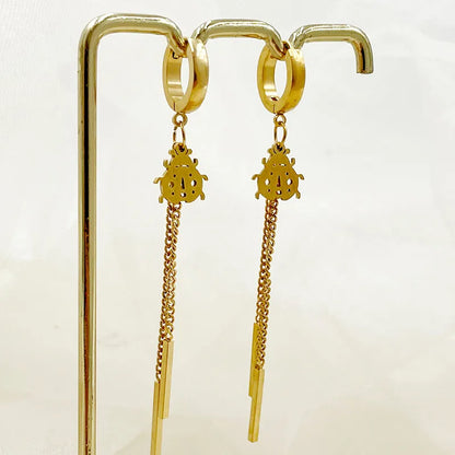 1 Pair Elegant Classical Solid Color Polishing Plating 304 Stainless Steel Gold Plated Earrings