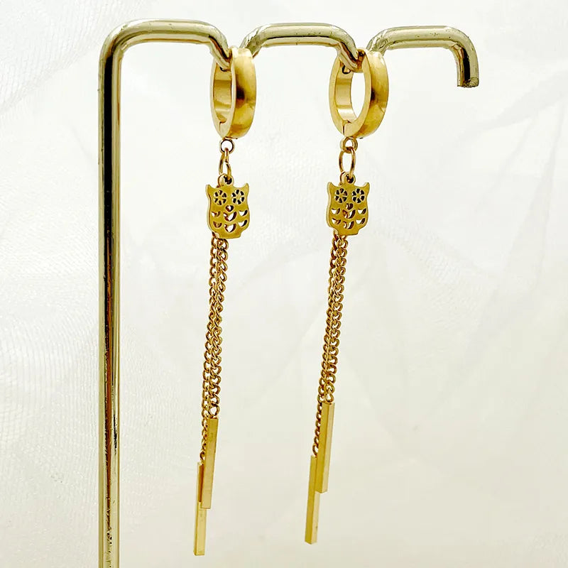 1 Pair Elegant Classical Solid Color Polishing Plating 304 Stainless Steel Gold Plated Earrings