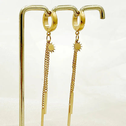 1 Pair Elegant Classical Solid Color Polishing Plating 304 Stainless Steel Gold Plated Earrings