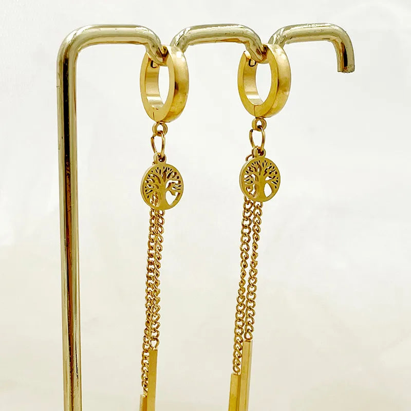 1 Pair Elegant Classical Solid Color Polishing Plating 304 Stainless Steel Gold Plated Earrings