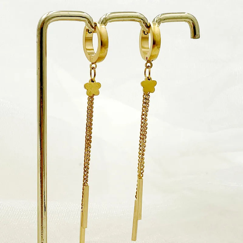 1 Pair Elegant Classical Solid Color Polishing Plating 304 Stainless Steel Gold Plated Earrings