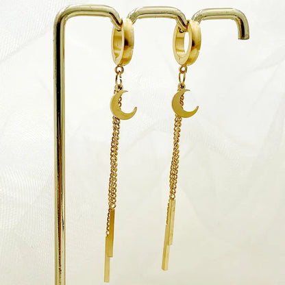 1 Pair Elegant Classical Solid Color Polishing Plating 304 Stainless Steel Gold Plated Earrings