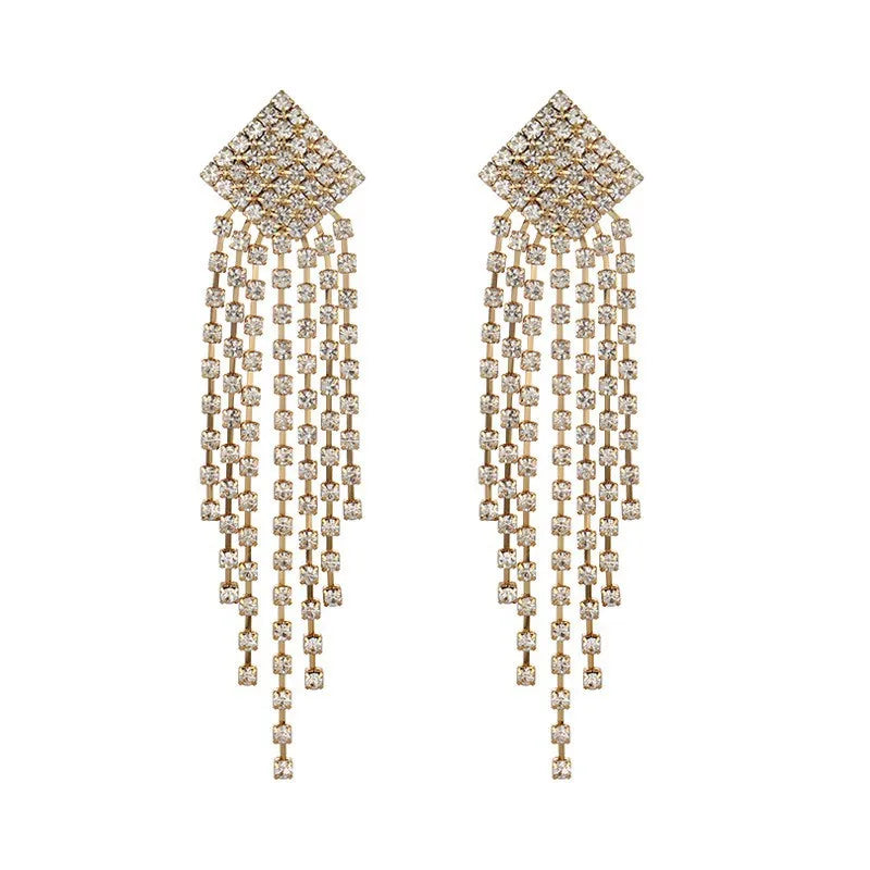 1 Pair Elegant Color Block Inlay Alloy Rhinestones Drop Earrings