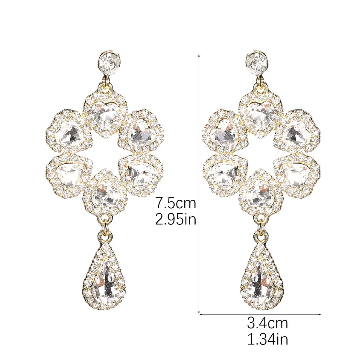 1 Pair Elegant Color Block Inlay Alloy Rhinestones Zircon Drop Earrings