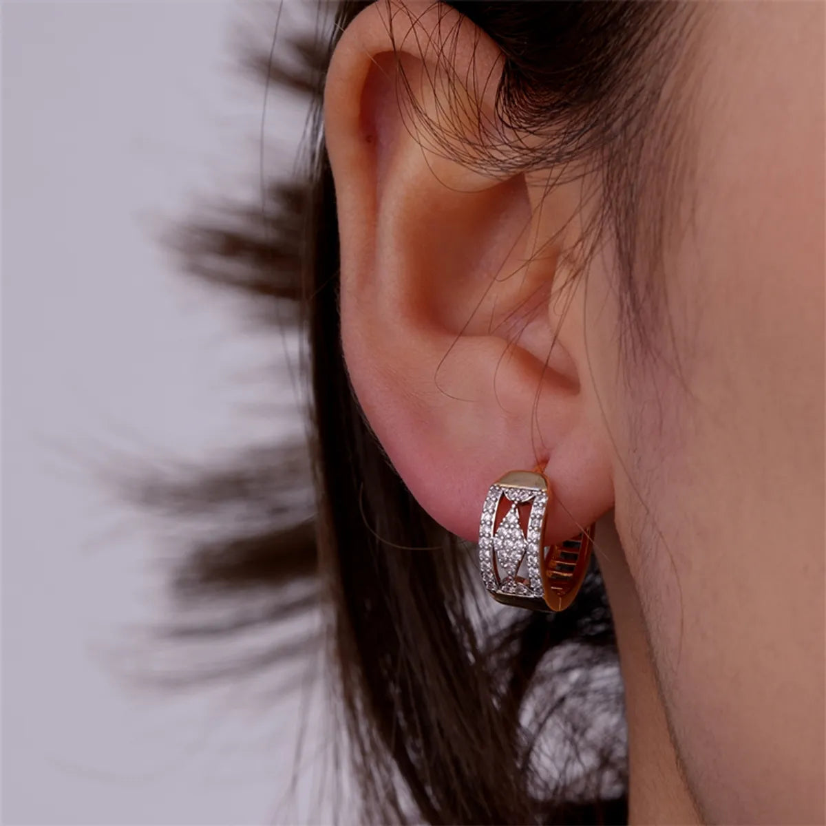 1 Pair Elegant Color Block Plating Inlay Copper Zircon Earrings