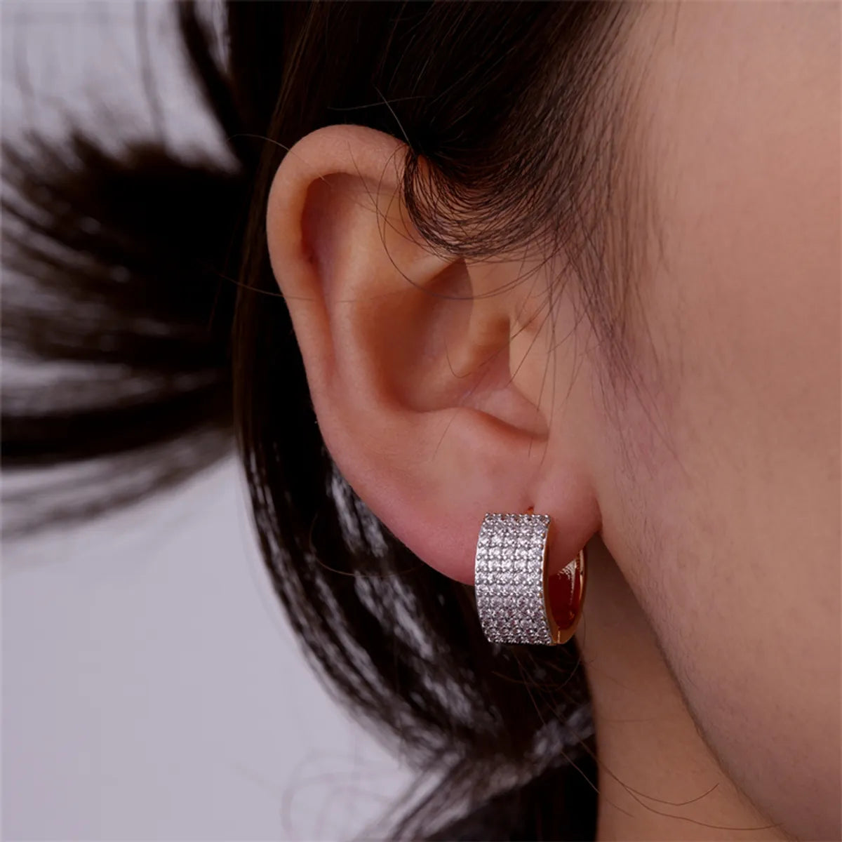 1 Pair Elegant Color Block Plating Inlay Copper Zircon Earrings