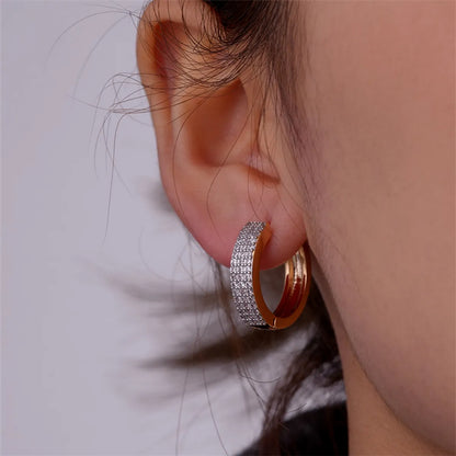 1 Pair Elegant Color Block Plating Inlay Copper Zircon Earrings